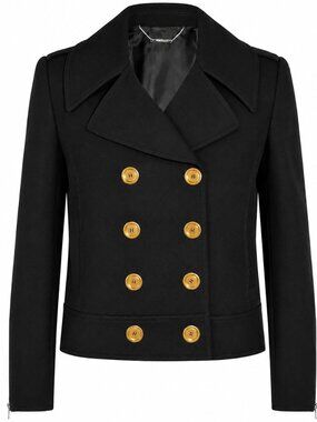 NWOT Alexander McQueen 2016 black blazer jacket, gold buttons, zip sleeves, 38